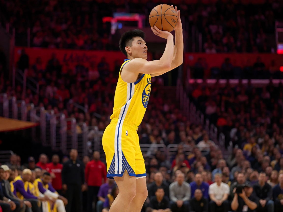 NBA湖人vs勇士激烈对抗，库里三分出手瞬间