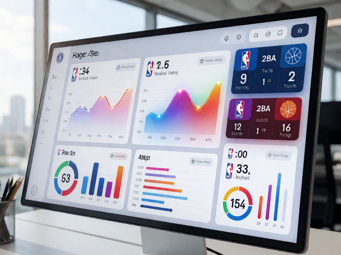 篮球赛事数据展示，NBA比赛统计图表与球员数据面板